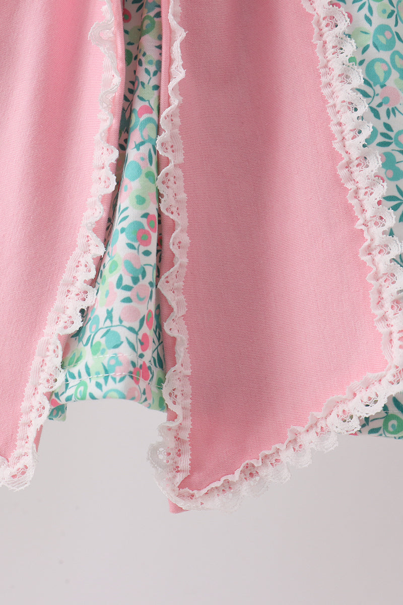 Ensemble Bloomer Fleuri Nœud Rose
