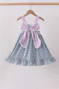 Robe violette à volants, avec nœud et imprimé floral