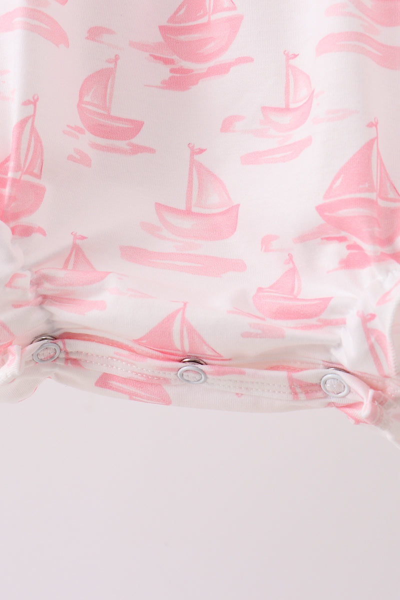 Bulgare à bulles brodé d'un voilier rose