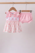 Ensemble bloomer brodé voilier rose