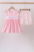 Ensemble brodé Voilier rose