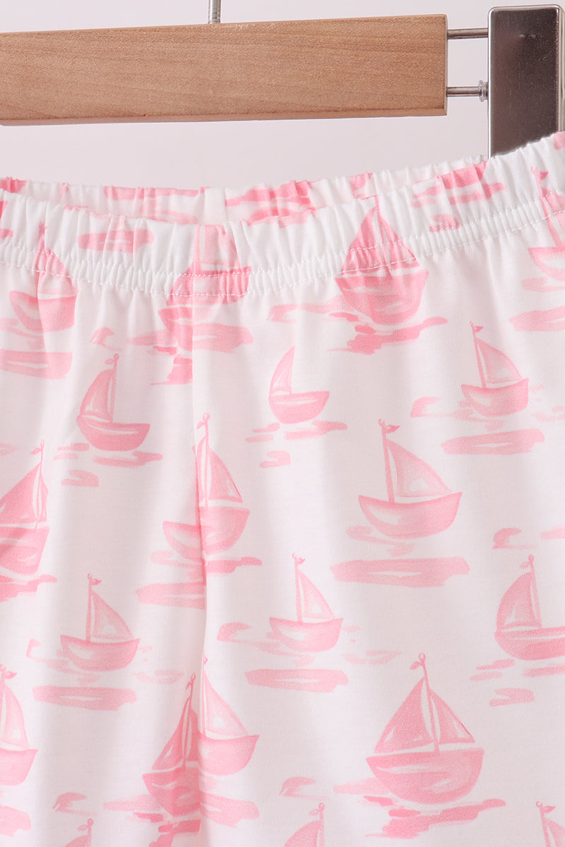 Ensemble brodé Voilier rose