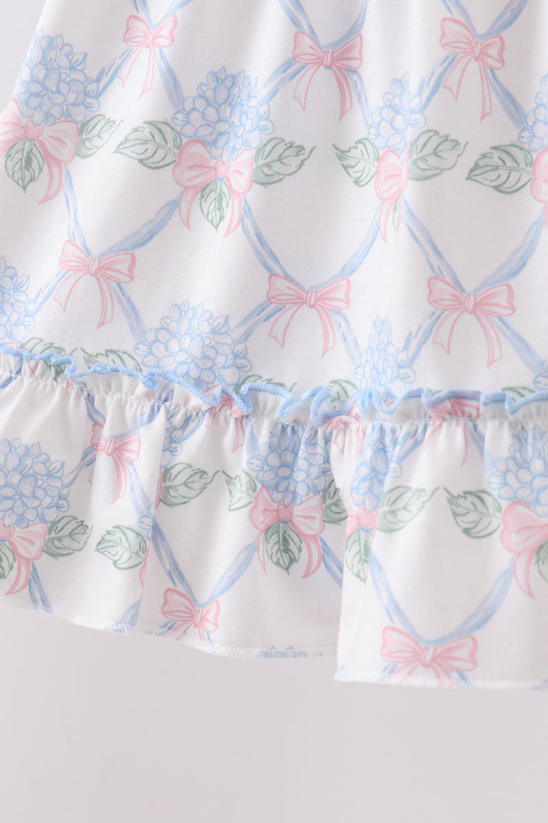 Ensemble à volants fleuris bleus