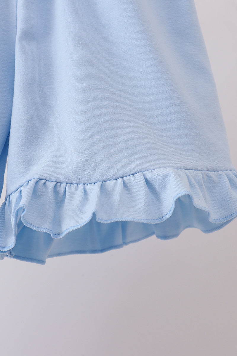 Ensemble à volants fleuris bleus