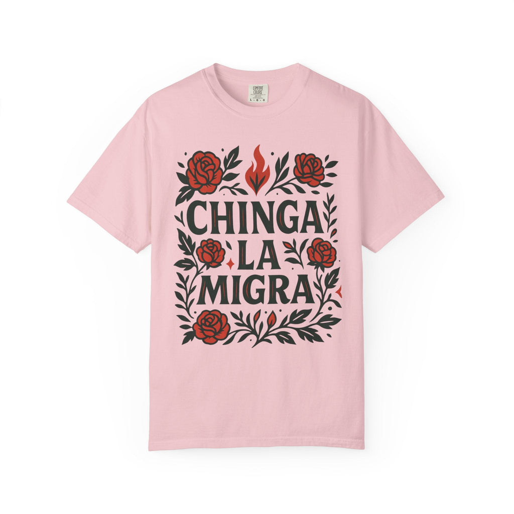 T-shirt double face La Resistencia | Chinga La Migra Édition Protestation Immigration Justice ICE | T-shirts viraux Fierté latine