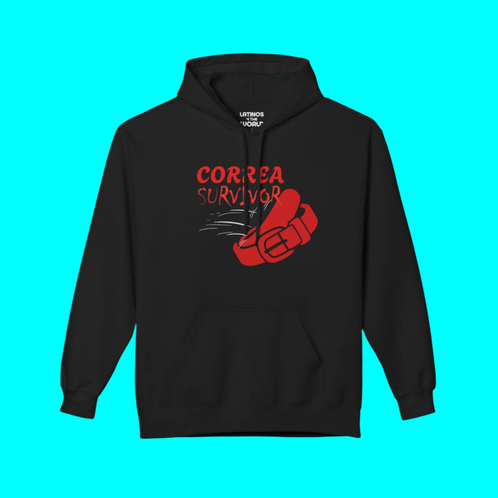 Sweat à capuche chaud et confortable Correa Belt Survivor | Chancleta Cinturon Blague Fierté Latino Doublure polaire | Les Latinos Pour Le Monde