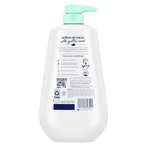 Nettoyant corps Dove avec pompe peaux sensibles, pour une peau douce et hydratée pendant 24 h, formule douce et hypoallergénique sans sulfates ni parabènes, 907 g