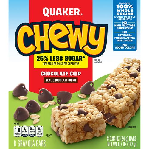 Barres tendres aux brisures de chocolat Quaker Chewy, 24 g, 8 barres