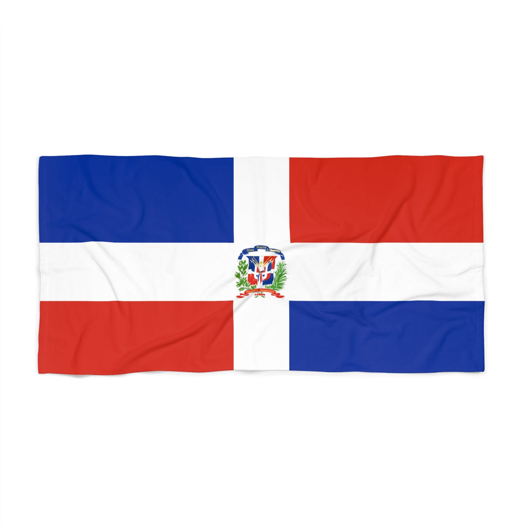Serviette de plage drapeau de la République Dominicaine | Qualité longue durée - 2 tailles | Fierté dominicaine, cadeau pour les Dominicains