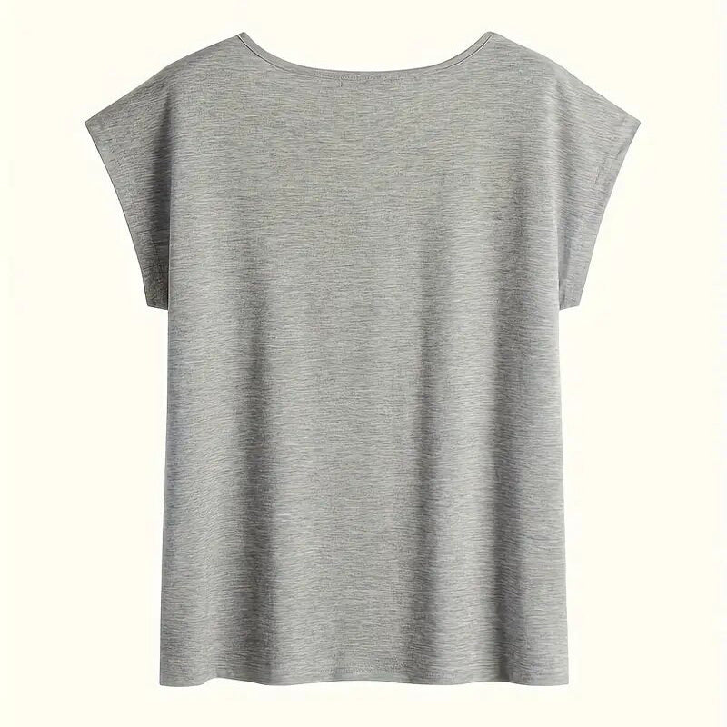 T-shirt à col en V et manches courtes pour femme