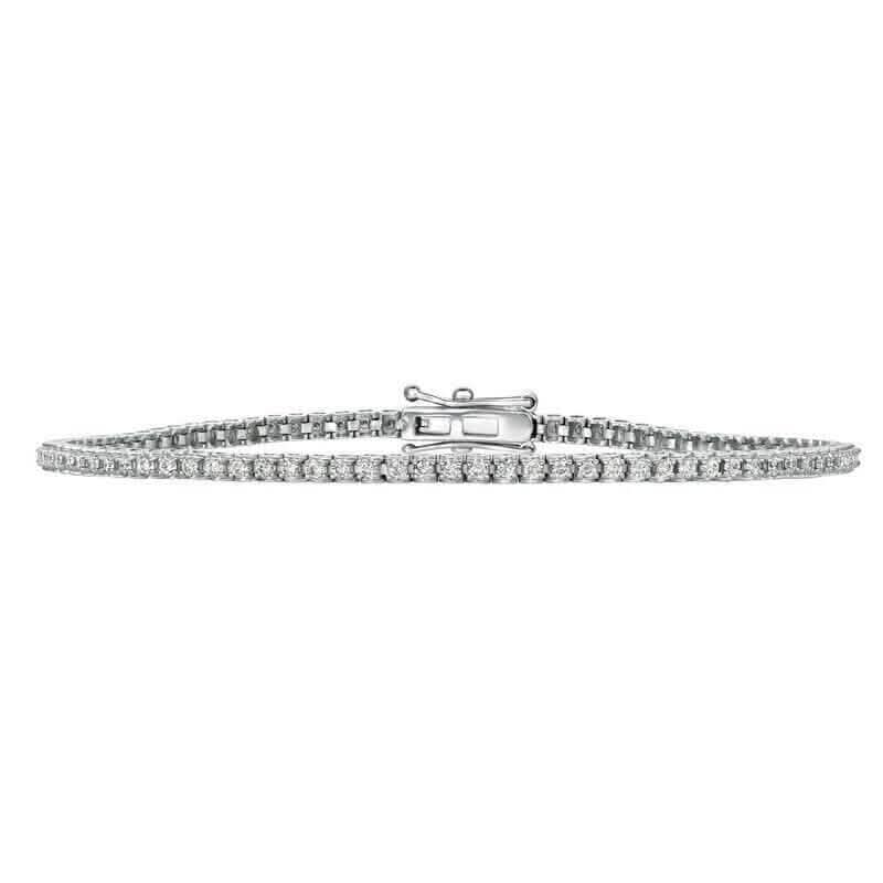 Bracelet tennis en or blanc 14 carats, 1,15 carat, diamant naturel, couleur G, pureté SI, longueur 8 pouces