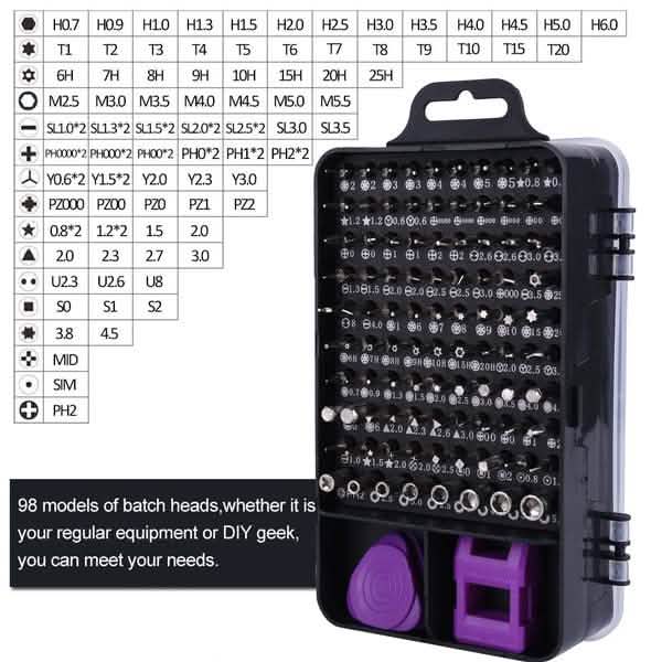 Jeu de 115 tournevis de précision miniatures