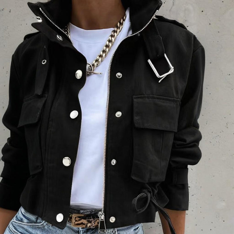 Veste à col montant et ourlet coulissant pour femme