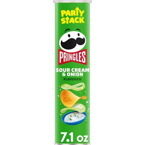 Pringles Chips de pommes de terre, collations pour le déjeuner, collations nomades, format familial, Crème sure et Oignon, boîte de 7,1 oz (1 boîte)