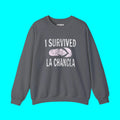 Sweat-shirt à col rond doublé polaire "J'ai Survécu à La Chancla" | Conception humoristique Chancleta Fierté Latino Drôle Viral | 3 couleurs