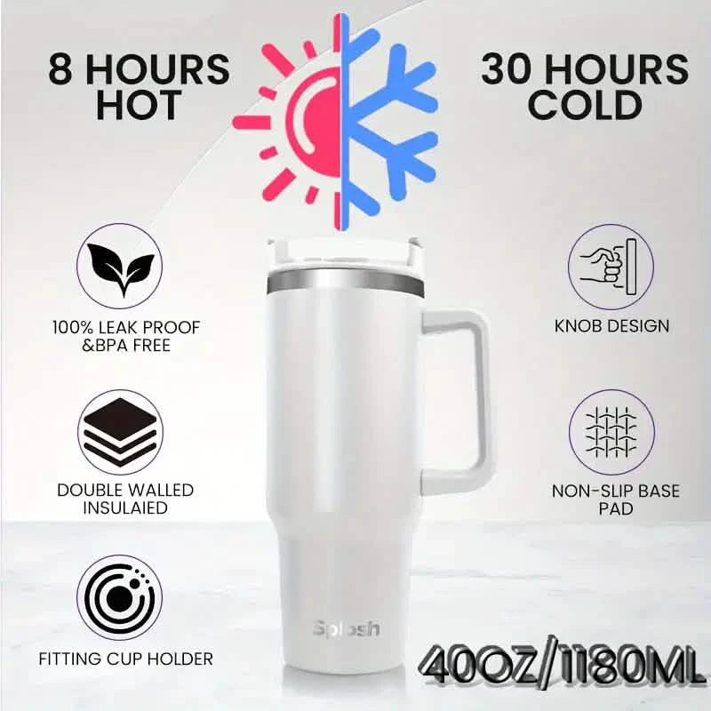 Gobelet de voyage multicolore avec couvercle anti-débordement - 1180 ml/40 oz