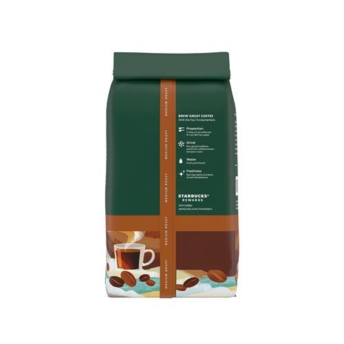 Café moulu Starbucks, café torréfié moyen, mélange petit-déjeuner, 100 % Arabica, 1 sac (340 g)
