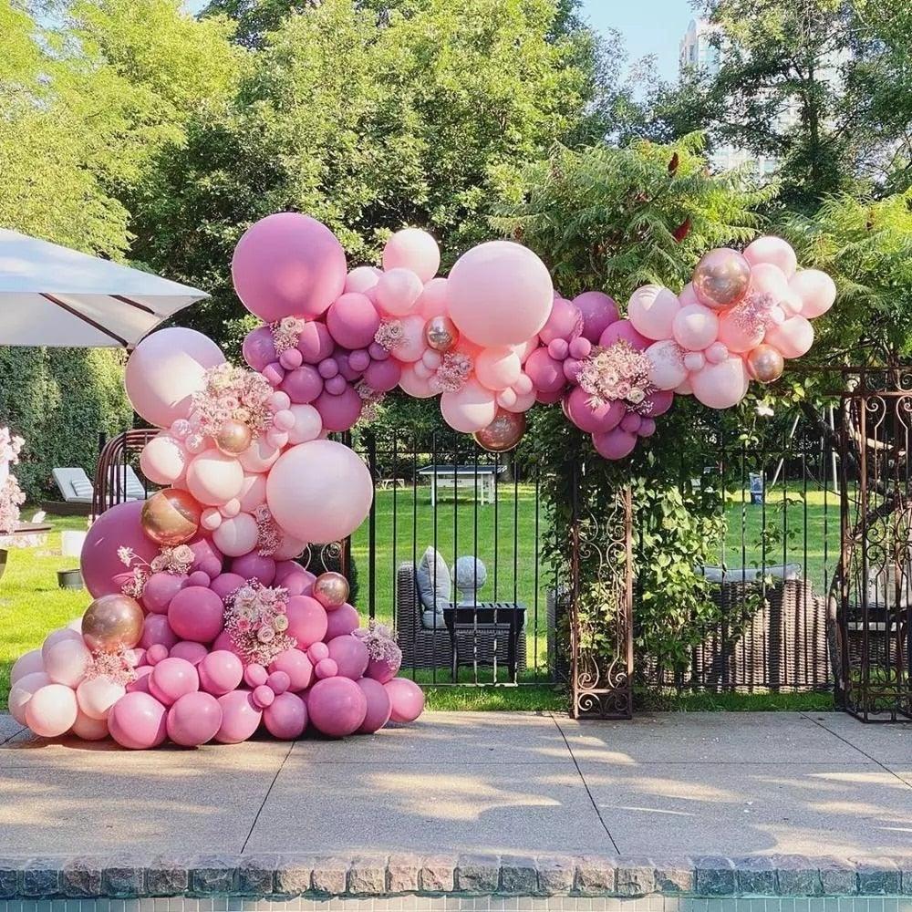 119 Pièces Ballons Latex Rose Pêche et Or Rose pour Décorations de Fête Mariage Anniversaire Saint-Valentin Fêtes de Bureau Baby Showers Fête d'Anniversaire Fille Décoration de Ballons Style Moderne