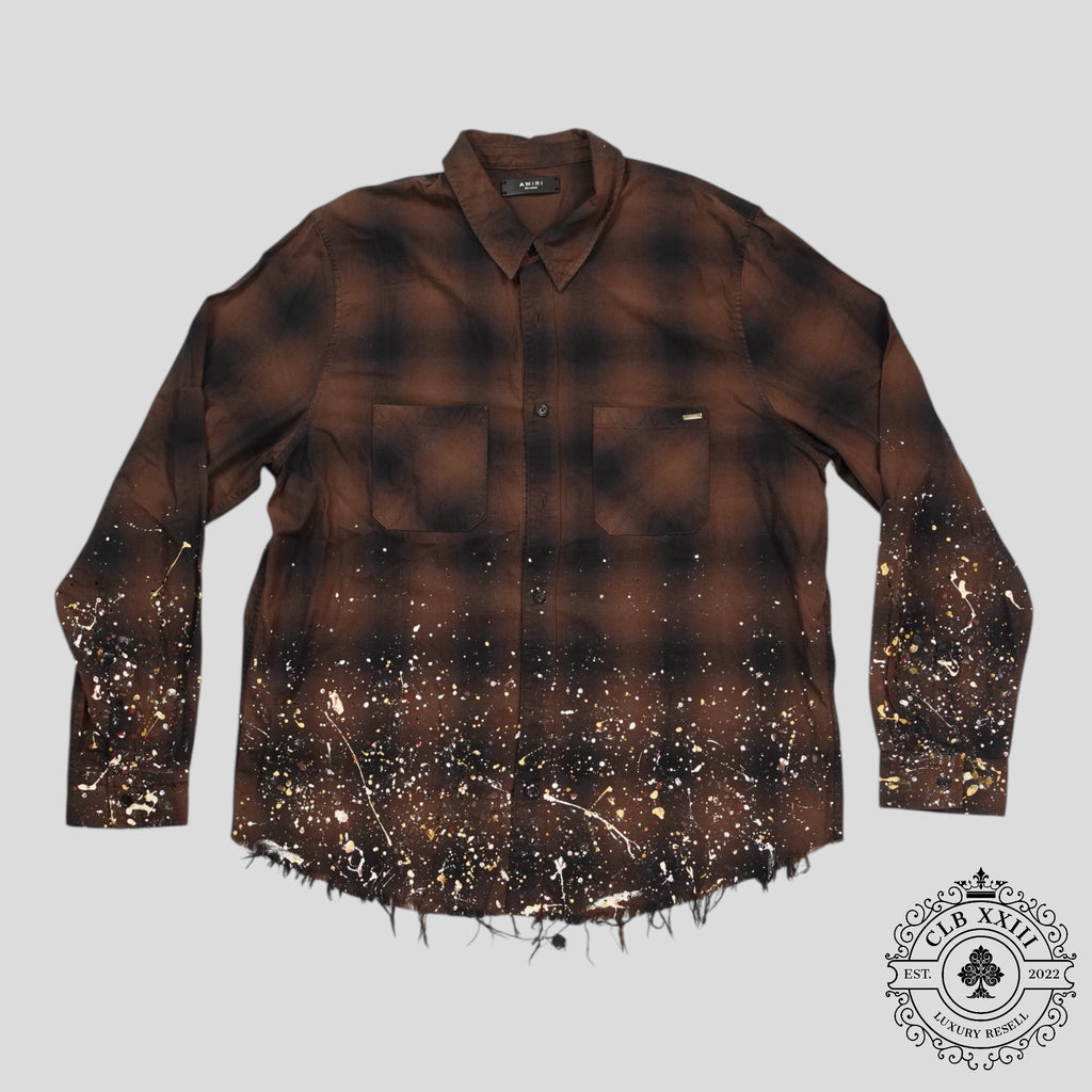 Chemise boutonnée Amiri Crystal Painter à carreaux marron