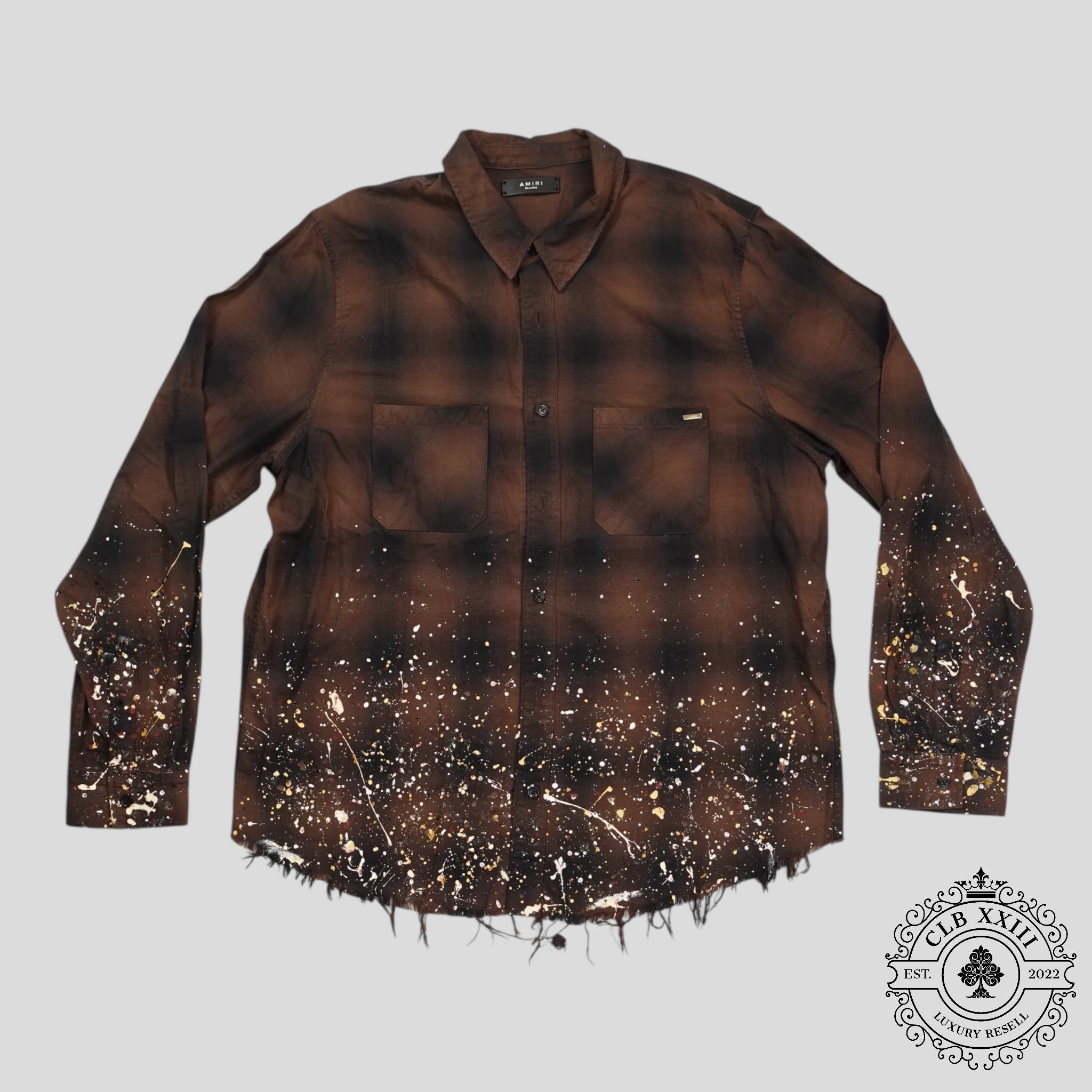 Chemise boutonnée Amiri Crystal Painter à carreaux marron