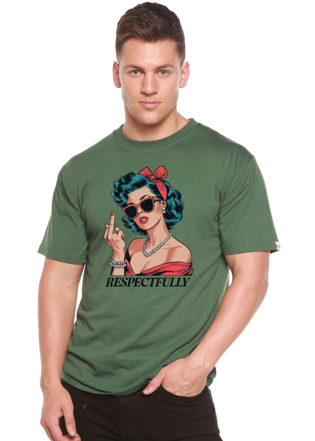 T-shirt unisexe en bambou et coton à motif « Respectfully Middle Finger »