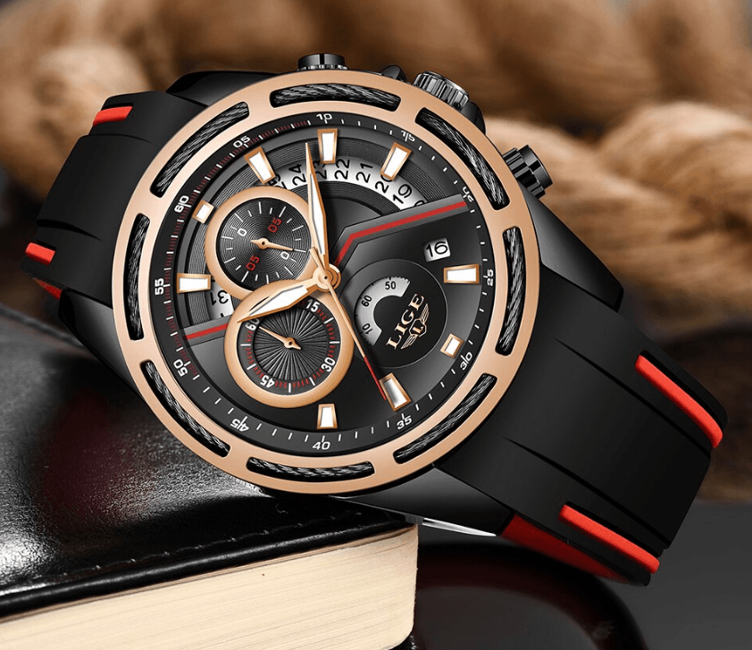 Montre moderne étanche pour homme avec bracelets en caoutchouc Montres multifonctions Design unique Cadeau parfait