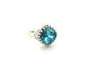 Bague réglable en argent sterling avec topaze bleue et cristaux Swarovski – Bague à déclaration de pierre de naissance de décembre