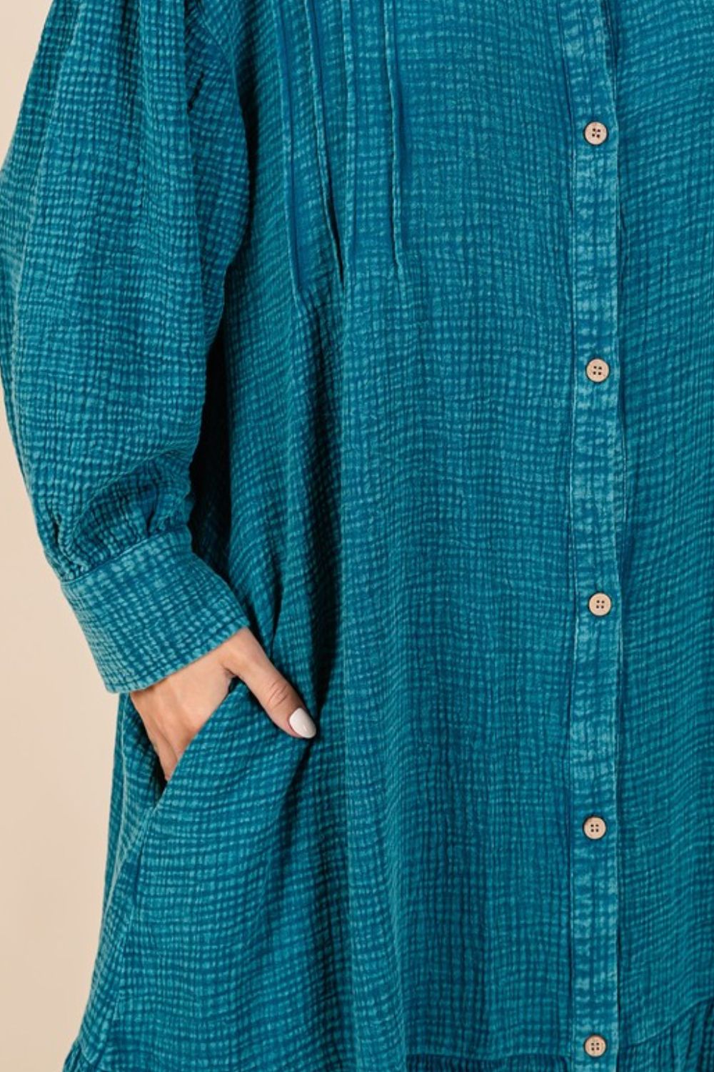 Nouvelle robe chemise longue à volants en gaze de coton délavée pour femme – Un design tendance, chic, décontracté et féminin pour toute occasion