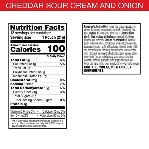 Cheez-It Snap'd Croustilles au fromage, croustilles minces, collations pour le déjeuner, cheddar, crème sure et oignon, boîte de 255 g (12 sachets)