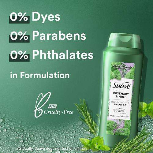 Shampooing Invigorant Professionnel Suave Pour Cheveux Secs Et Abîmés Romarin Et Menthe Sans Parabène Ni Colorant Cheveux 828 ml