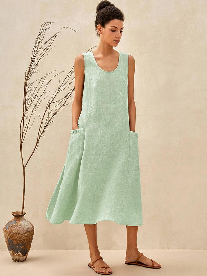 Robe de plage trapèze 100 % lin GIANA