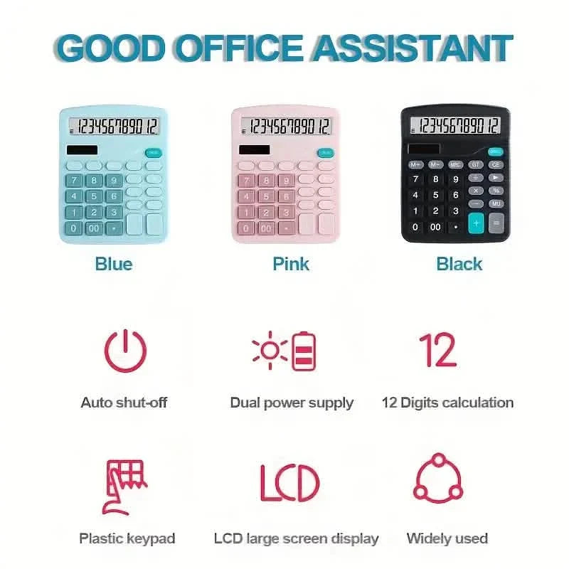 Calculatrice solaire 12 chiffres à double alimentation