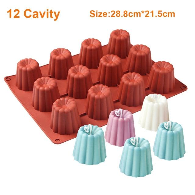 Moule en silicone à 12 cavités pour gâteaux, muffins, cupcakes, plateau de cuisson, outils de décoration de gâteaux de pâtisserie, moule à cannelés antiadhésif, moule de cuisson pour gâteaux, pain, muffins, ustensiles de cuisson de cuisine
