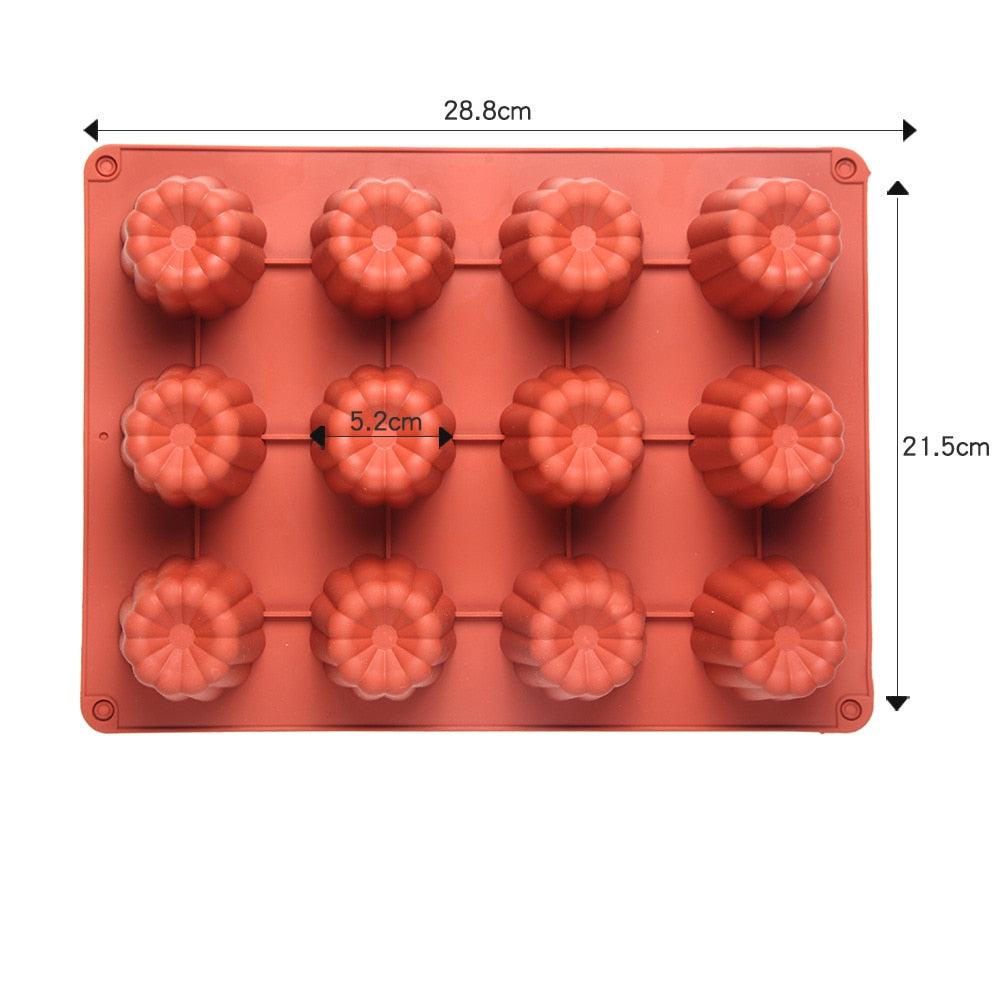 Moule en silicone à 12 cavités pour gâteaux, muffins, cupcakes, plateau de cuisson, outils de décoration de gâteaux de pâtisserie, moule à cannelés antiadhésif, moule de cuisson pour gâteaux, pain, muffins, ustensiles de cuisson de cuisine