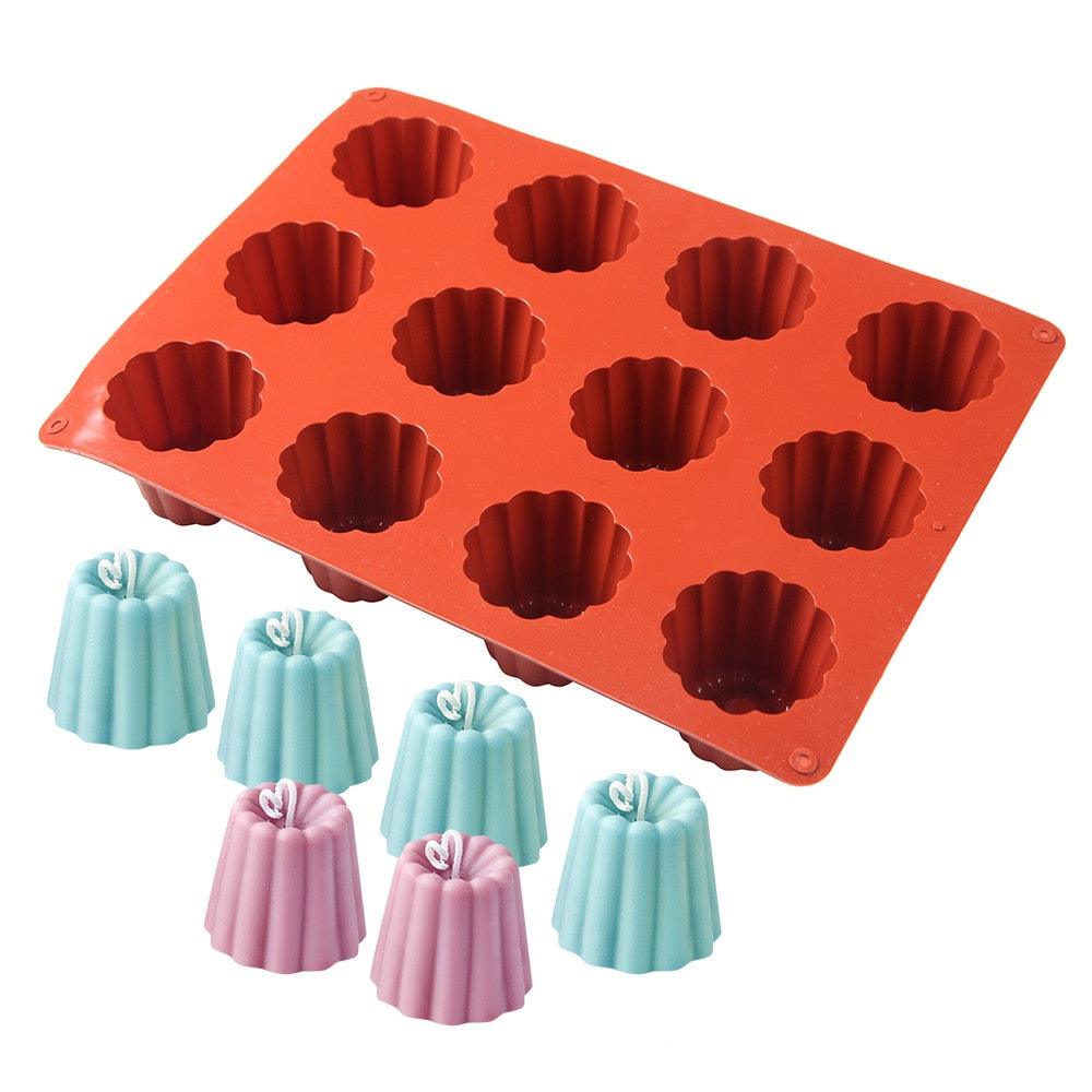 Moule en silicone à 12 cavités pour gâteaux, muffins, cupcakes, plateau de cuisson, outils de décoration de gâteaux de pâtisserie, moule à cannelés antiadhésif, moule de cuisson pour gâteaux, pain, muffins, ustensiles de cuisson de cuisine