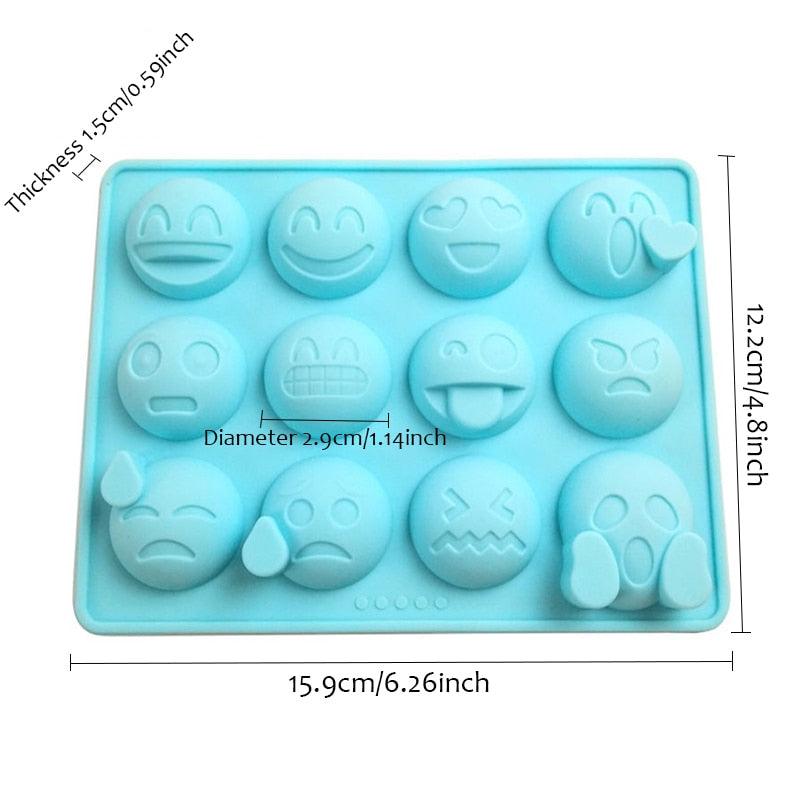 12 Emoticônes Moule à glaçons en silicone Moule de cuisson pour gâteaux bonbons chocolat sucre glace Pâtisserie Alimentaire Outil de cuisine et bar multifonction amusant Moules emoji en silicone Moules flexibles Accessoires de cuisine