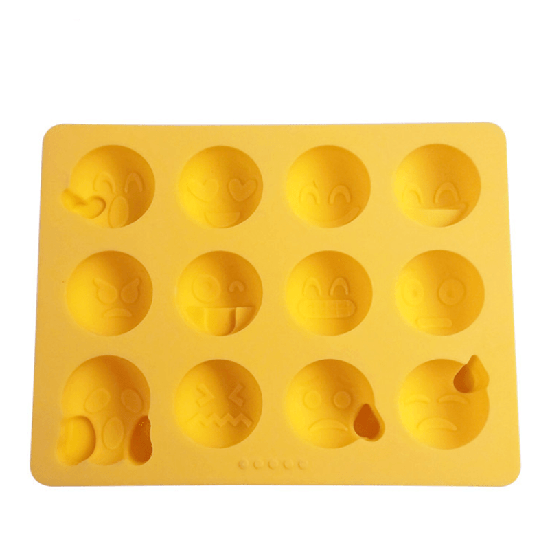 12 Emoticônes Moule à glaçons en silicone Moule de cuisson pour gâteaux bonbons chocolat sucre glace Pâtisserie Alimentaire Outil de cuisine et bar multifonction amusant Moules emoji en silicone Moules flexibles Accessoires de cuisine
