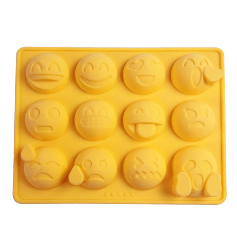 12 Emoticônes Moule à glaçons en silicone Moule de cuisson pour gâteaux bonbons chocolat sucre glace Pâtisserie Alimentaire Outil de cuisine et bar multifonction amusant Moules emoji en silicone Moules flexibles Accessoires de cuisine