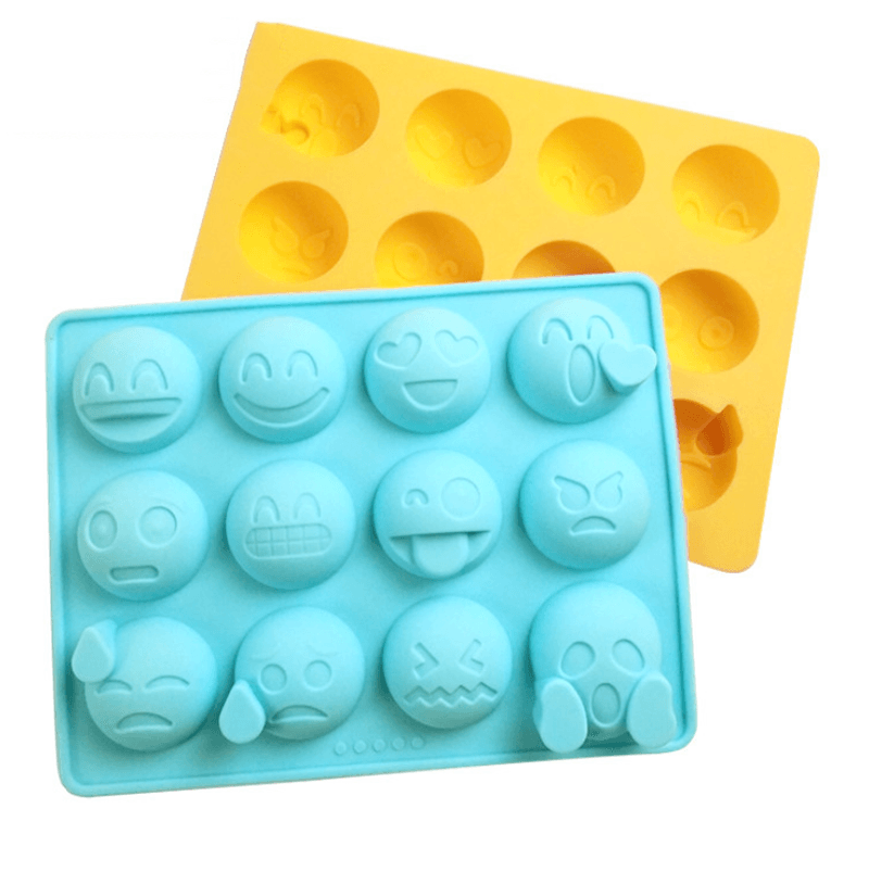 12 Emoticônes Moule à glaçons en silicone Moule de cuisson pour gâteaux bonbons chocolat sucre glace Pâtisserie Alimentaire Outil de cuisine et bar multifonction amusant Moules emoji en silicone Moules flexibles Accessoires de cuisine