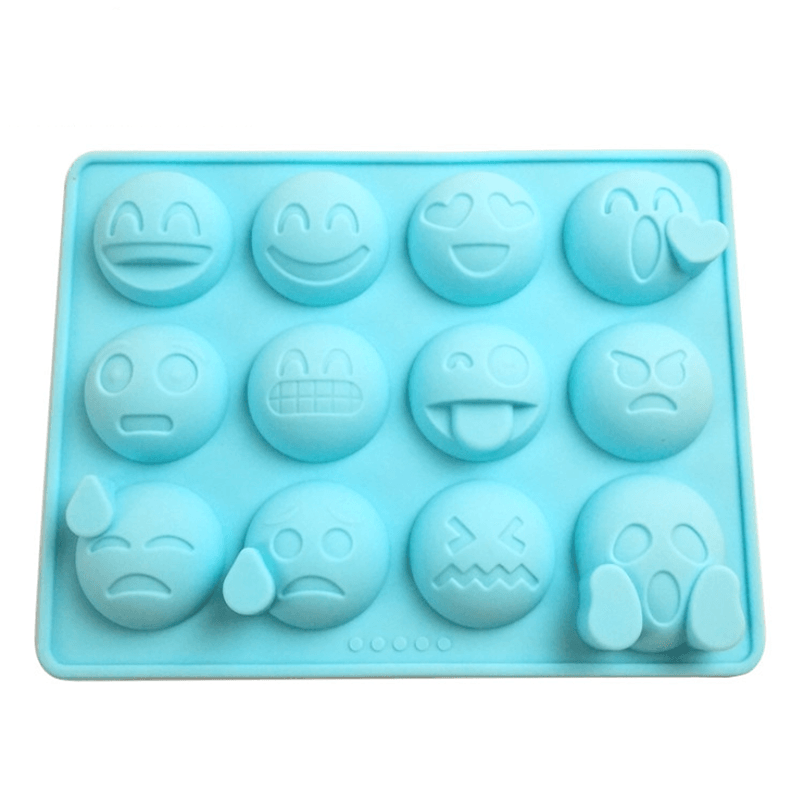 12 Emoticônes Moule à glaçons en silicone Moule de cuisson pour gâteaux bonbons chocolat sucre glace Pâtisserie Alimentaire Outil de cuisine et bar multifonction amusant Moules emoji en silicone Moules flexibles Accessoires de cuisine