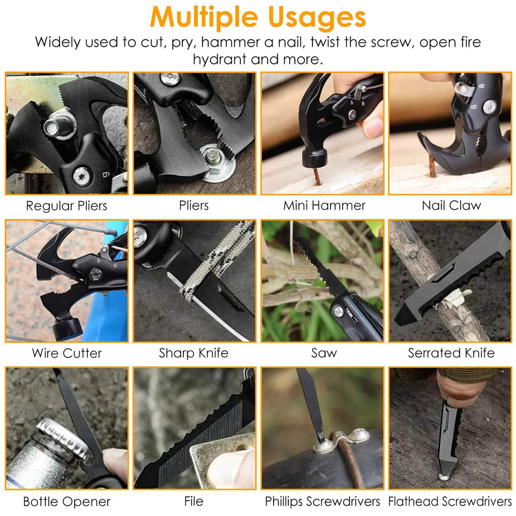 Outil multifonction portable 12-en-1 en acier inoxydable avec marteau