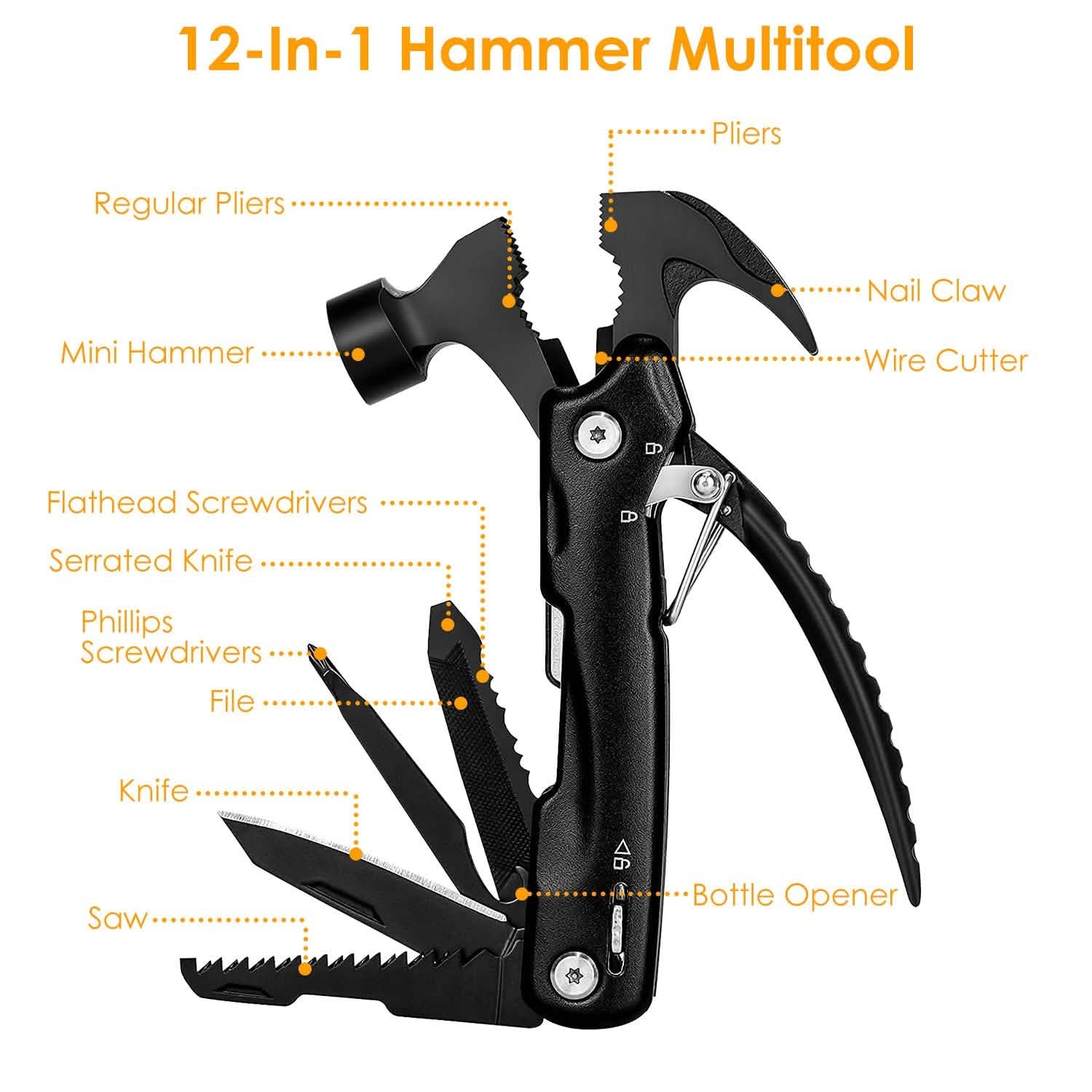 Outil multifonction portable 12-en-1 en acier inoxydable avec marteau