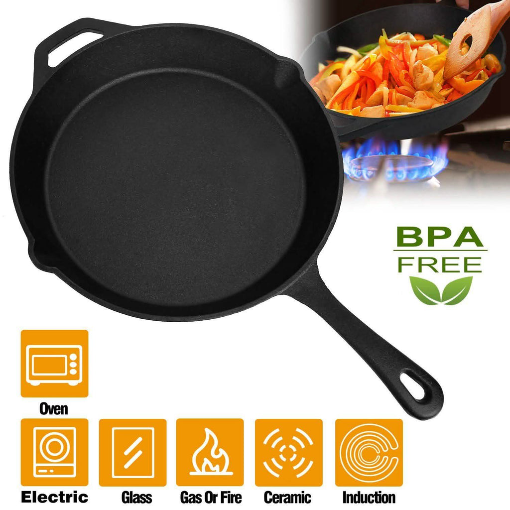 Poêle en fonte pré-assaisonnée de 30 cm compatible four