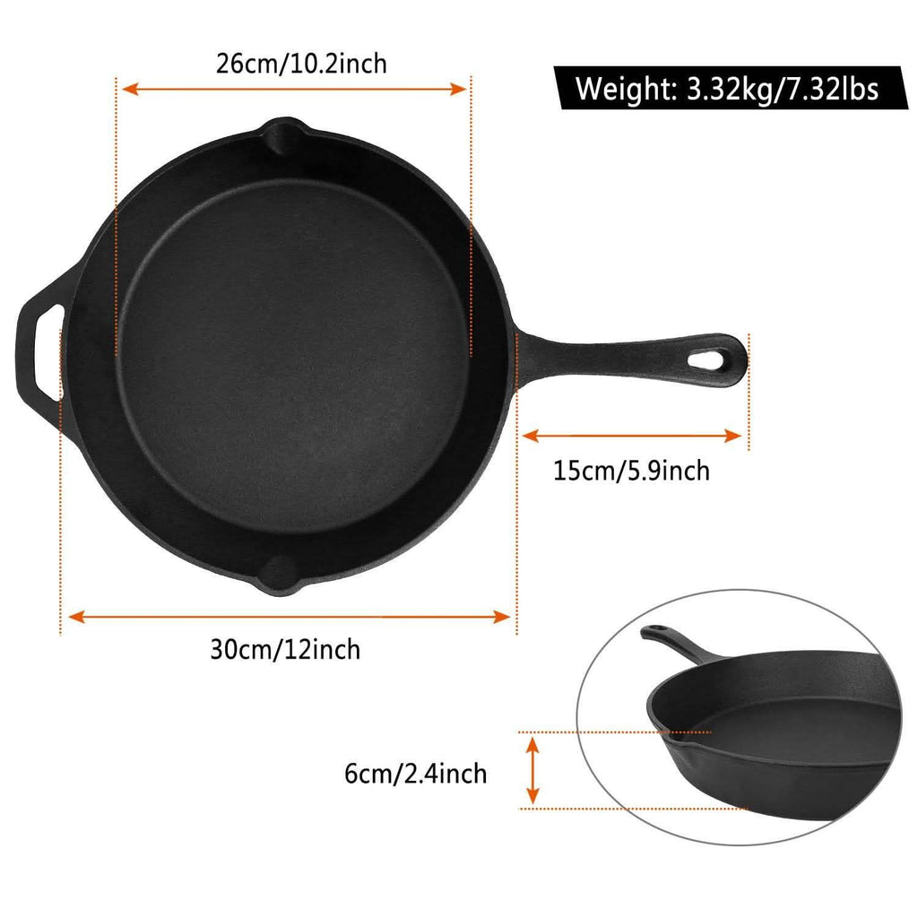 Poêle en fonte pré-assaisonnée de 30 cm compatible four