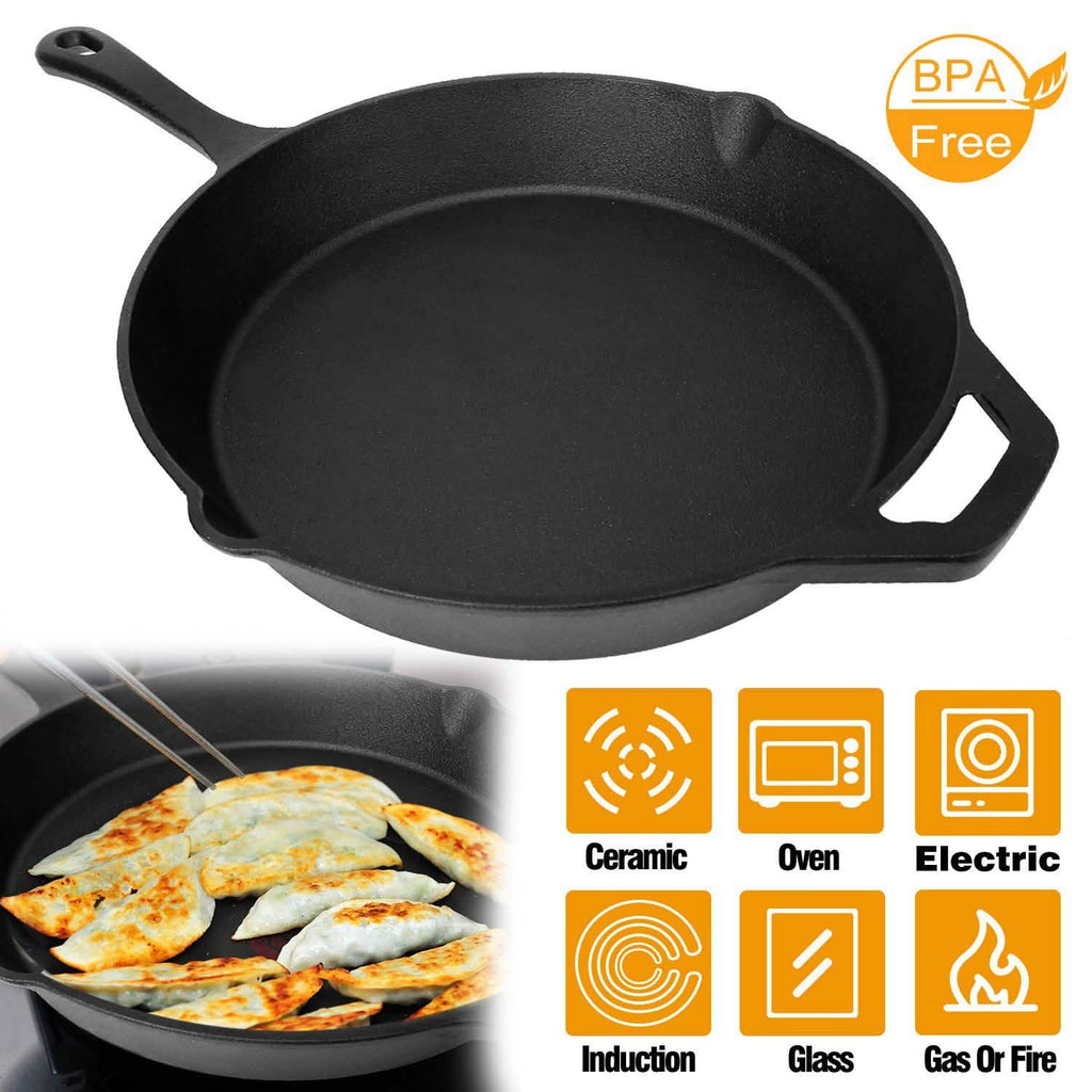 Poêle en fonte pré-assaisonnée de 30 cm compatible four