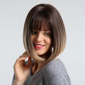 Perruque synthétique bob 12 pouces pour femmes, avec frange latérale, haute densité, résistante à la chaleur, pour fête, usage quotidien, perruques à ligne naturelle pour femmes noires, perruques de cosplay pour femmes