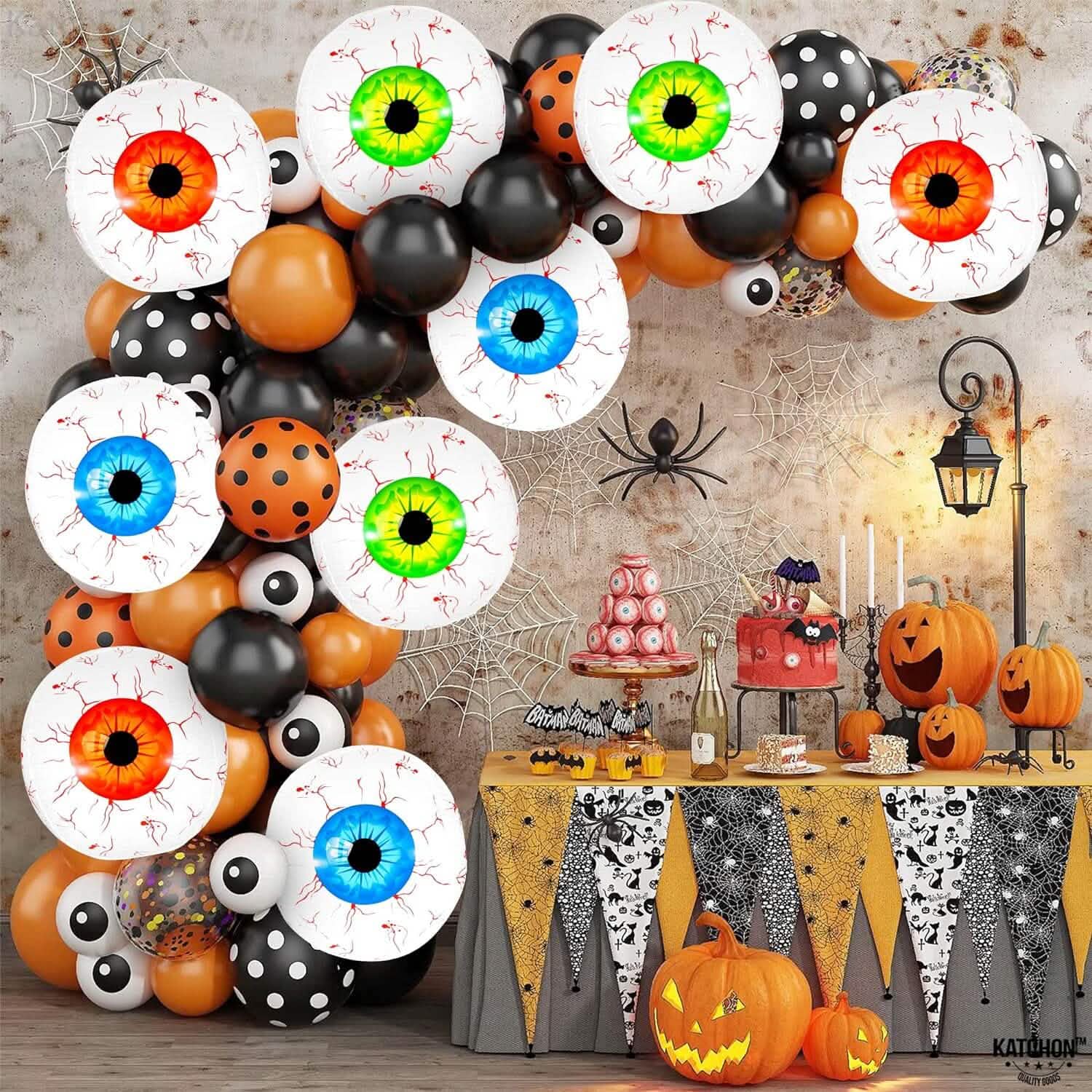 Lot de 12 ballons d'Halloween « œil » de 55 cm