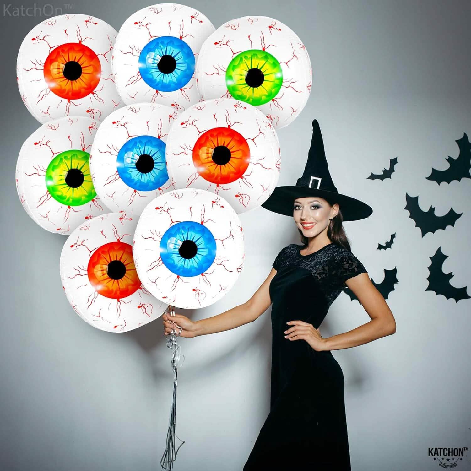 Lot de 12 ballons d'Halloween « œil » de 55 cm