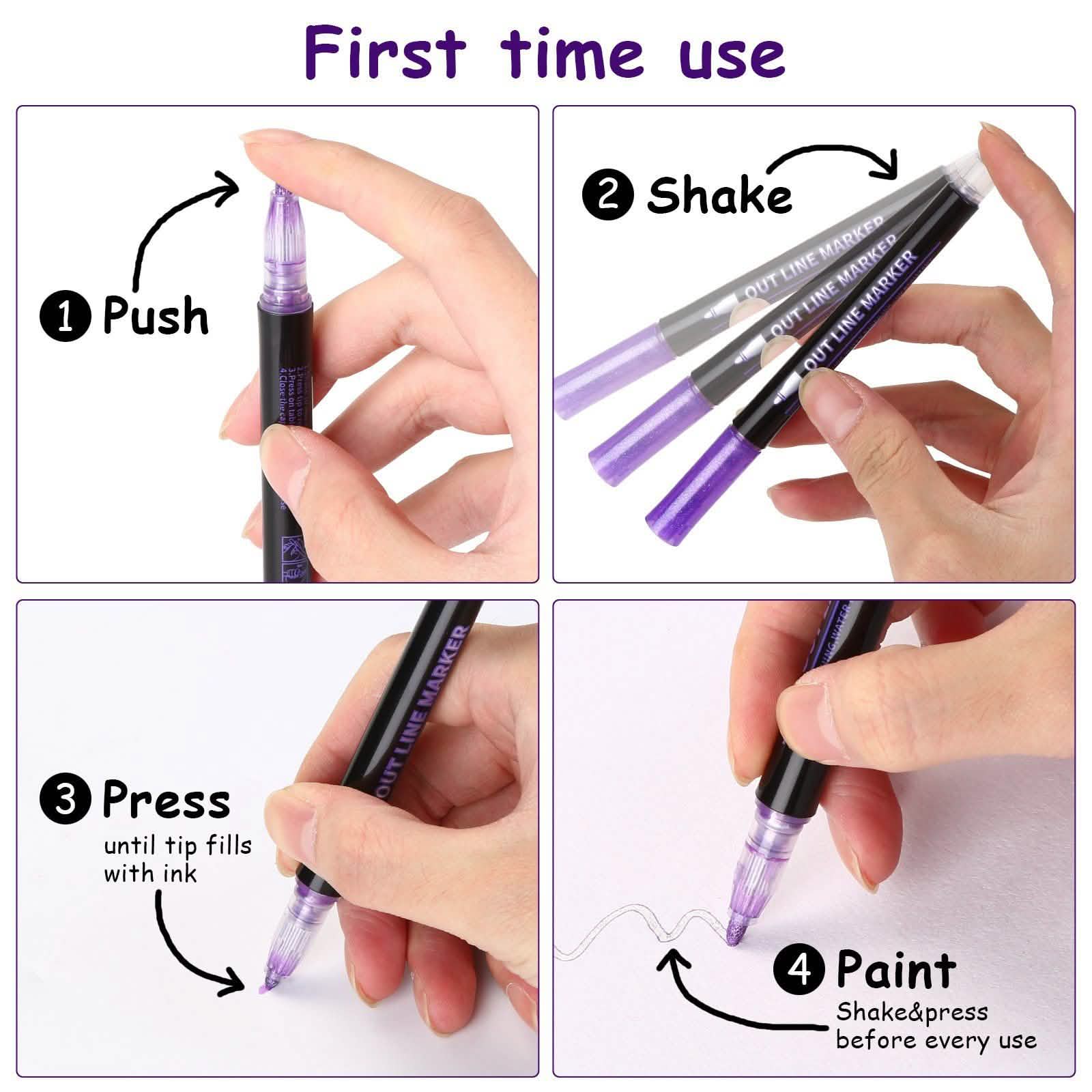 Lot de 12 : stylos de contour double ligne AGPtEK