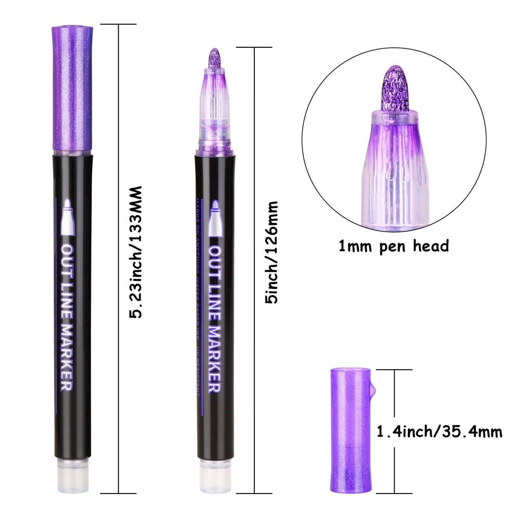 Lot de 12 : stylos de contour double ligne AGPtEK